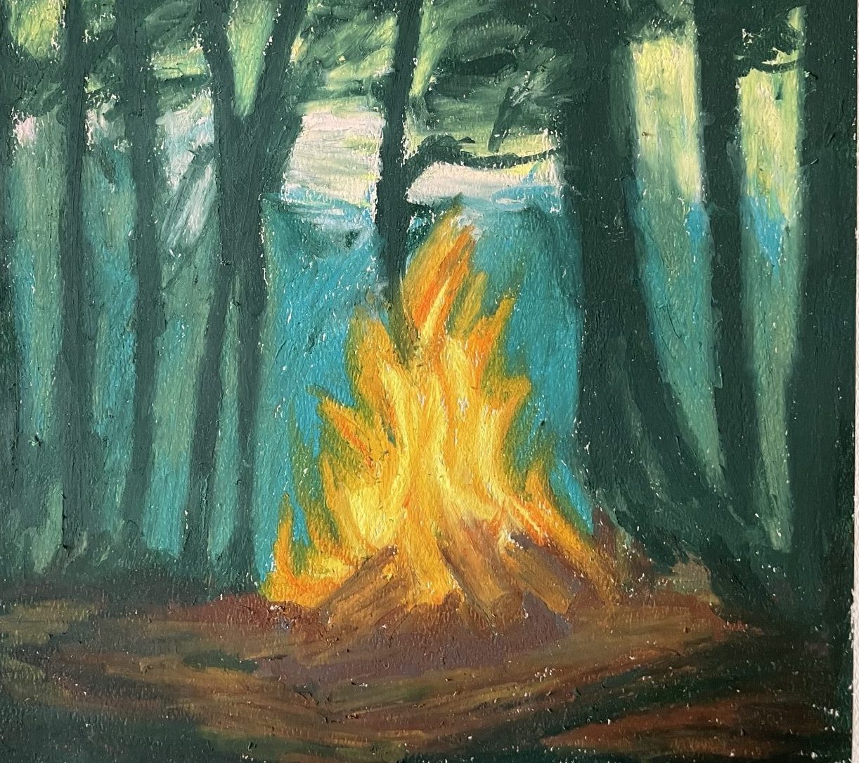 Oil Pastel Campfire